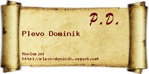 Plevo Dominik névjegykártya